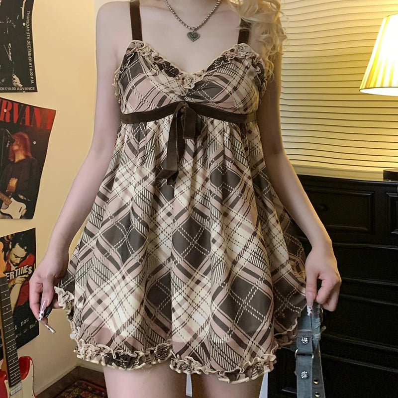 Cutie Plaid Chiffon Cami