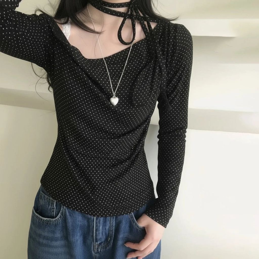 Sweetheart Polka Dot Off-Shoulder Top