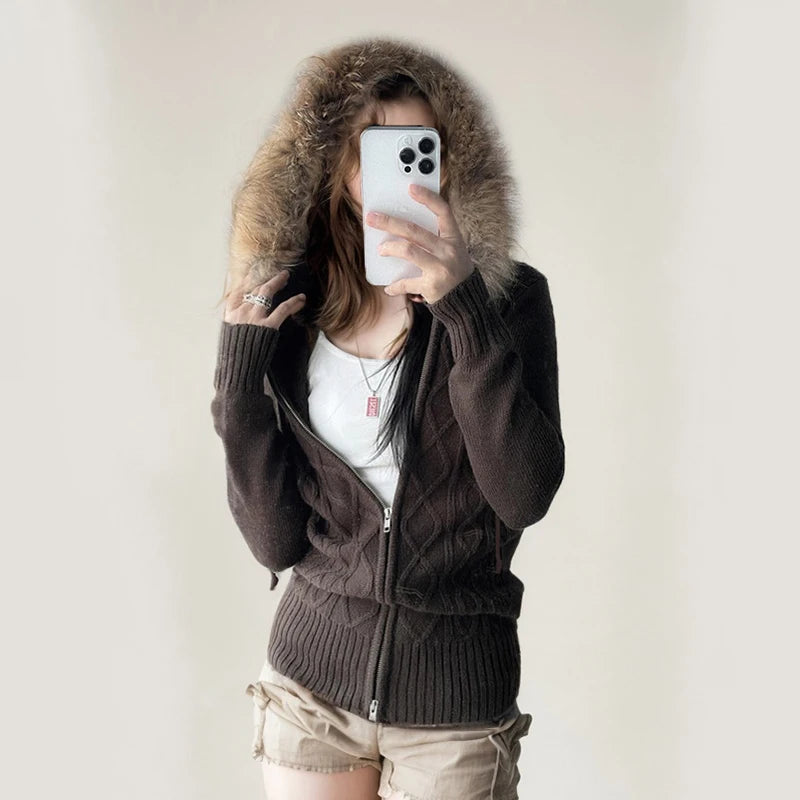 Holly Style Knit Zipper Hoodie